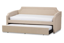 Load image into Gallery viewer, Baxton Studio Parkson Modern and Contemporary Beige Linen Fabric Curved Notched Corners Sofa Twin Daybed with Roll-Out Trundle Guest Bed