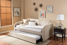 Load image into Gallery viewer, Baxton Studio Parkson Modern and Contemporary Beige Linen Fabric Curved Notched Corners Sofa Twin Daybed with Roll-Out Trundle Guest Bed