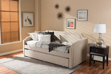 Load image into Gallery viewer, Baxton Studio Parkson Modern and Contemporary Beige Linen Fabric Curved Notched Corners Sofa Twin Daybed with Roll-Out Trundle Guest Bed
