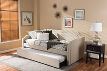 Load image into Gallery viewer, Baxton Studio Parkson Modern and Contemporary Beige Linen Fabric Curved Notched Corners Sofa Twin Daybed with Roll-Out Trundle Guest Bed
