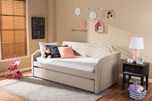Load image into Gallery viewer, Baxton Studio Parkson Modern and Contemporary Beige Linen Fabric Curved Notched Corners Sofa Twin Daybed with Roll-Out Trundle Guest Bed