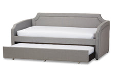 Load image into Gallery viewer, Baxton Studio Parkson Modern and Contemporary Grey Fabric Curved Notched Corners Sofa Twin Daybed with Roll-Out Trundle Guest Bed
