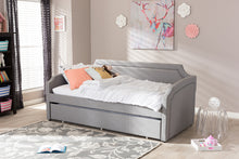 Load image into Gallery viewer, Baxton Studio Parkson Modern and Contemporary Grey Fabric Curved Notched Corners Sofa Twin Daybed with Roll-Out Trundle Guest Bed