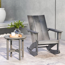 Load image into Gallery viewer, 18 Inch Adirondack Round Side Table with Cross Base and Slatted Surface-Gray