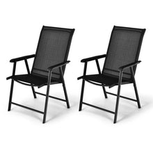 Load image into Gallery viewer, Set of 2 Outdoor Patio Folding Chair with Ergonomic Armrests-Black