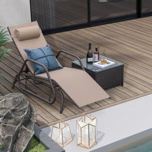 Load image into Gallery viewer, Outdoor Chaise Lounge Glider Chair with Armrests and Pillow-Rustic Brown