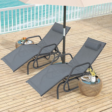 Load image into Gallery viewer, Outdoor Chaise Lounge Glider Chair with Armrests and Pillow-Gray
