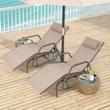 Load image into Gallery viewer, Outdoor Chaise Lounge Glider Chair with Armrests and Pillow-Rustic Brown