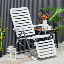 Load image into Gallery viewer, PP Folding Patio Chaise Lounger with 7-Level Backrest and Cozy Footrest