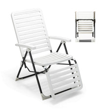 Load image into Gallery viewer, PP Folding Patio Chaise Lounger with 7-Level Backrest and Cozy Footrest