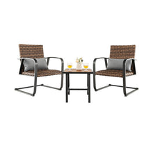 Load image into Gallery viewer, 3 Pieces Patio Rattan Conversation Set with Lumbar Pillows