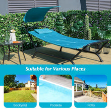 Load image into Gallery viewer, Patio Hanging Chaise Lounge Chair with Canopy Cushion Pillow and Storage Bag-Navy
