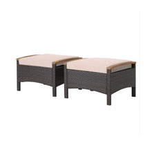 Load image into Gallery viewer, Set of 2 Fade-Resistant Wicker Patio Ottoman-Brown