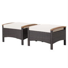Load image into Gallery viewer, Set of 2 Fade-Resistant Wicker Patio Ottoman-White