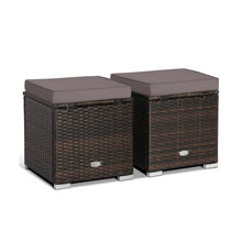 Load image into Gallery viewer, 2 Pieces Patio Ottoman with Removable Cushions-Gray