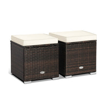 Load image into Gallery viewer, 2 Pieces Patio Ottoman with Removable Cushions-White