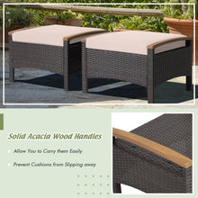 Load image into Gallery viewer, Set of 2 Fade-Resistant Wicker Patio Ottoman-Brown