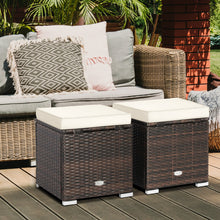 Load image into Gallery viewer, 2 Pieces Patio Ottoman with Removable Cushions-White