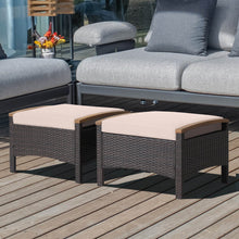 Load image into Gallery viewer, Set of 2 Fade-Resistant Wicker Patio Ottoman-Brown