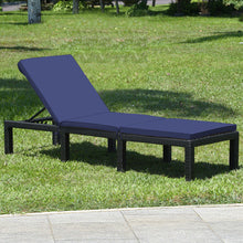 Load image into Gallery viewer, Patio Rattan Cushioned Height Adjustable Lounge Chair-Navy & Off White