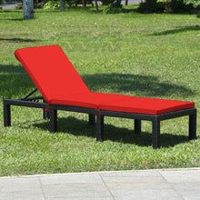 Load image into Gallery viewer, Patio Rattan Cushioned Height Adjustable Lounge Chair-Red & Off White