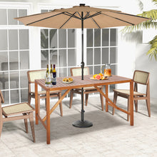 Load image into Gallery viewer, 67 Inch Patio Rectangle Acacia Wood Dining Table with Umbrella Hole