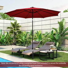Load image into Gallery viewer, 10 Feet Patio Umbrella with 112 Solar Lights and Crank Handle-Wine