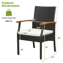 Load image into Gallery viewer, 7 Pieces Patio Wicker Cushioned Dining Set with Wood Armrest and Umbrella Hole