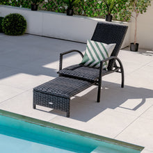 Load image into Gallery viewer, Patio Chaise Lounge Outdoor Rattan Lounge Chair with Retractable Ottoman
