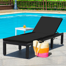 Load image into Gallery viewer, Patio Rattan Height Adjustable Lounge Chair with 2 Set of Cushion Cover-Black & Turquoise
