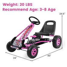 Load image into Gallery viewer, 4 Wheels Kids Ride On Pedal Powered Bike Go Kart Racer Car Outdoor Play Toy-Pink