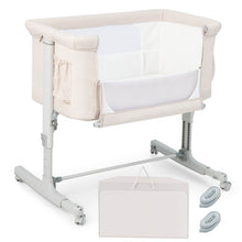 Load image into Gallery viewer, Portable Baby Bedside Bassinet with 5-level Adjustable Heights and Travel Bag-Beige