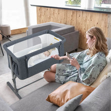 Load image into Gallery viewer, Portable Baby Bedside Bassinet with 5-level Adjustable Heights and Travel Bag-Gray