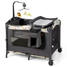 Load image into Gallery viewer, 3-in-1 Convertible Portable Baby Playard with Music Box and Wheel and Brakes-Dark Gray