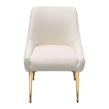 Load image into Gallery viewer, Set of (2) Quinn Dining Chairs w/ Vertical Outside Pleat Detail and Contoured Arm in Cream Velvet w/ Brushed Gold Metal Leg by Diamond Sofa