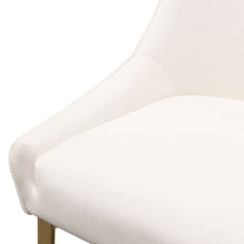 Load image into Gallery viewer, Set of (2) Quinn Dining Chairs w/ Vertical Outside Pleat Detail and Contoured Arm in Cream Velvet w/ Brushed Gold Metal Leg by Diamond Sofa