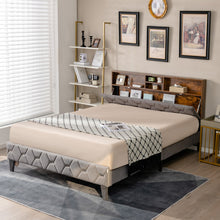 Load image into Gallery viewer, Full/Queen Size Upholstered Bed Frame with Storage Headboard-Queen Size