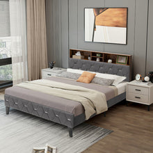 Load image into Gallery viewer, Full/Queen Size Upholstered Bed Frame with Storage Headboard-Queen Size