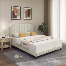 Load image into Gallery viewer, Heavy Duty Upholstered Bed Frame with Rivet Headboard-Queen Size