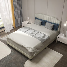Load image into Gallery viewer, Heavy Duty Upholstered Bed Frame with Rivet Headboard-Queen Size