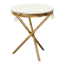 Load image into Gallery viewer, Reed Round Accent Table with White Marble Top and Gold Finished Metal Base by Diamond Sofa