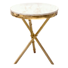 Load image into Gallery viewer, Reed Round Accent Table with White Marble Top and Gold Finished Metal Base by Diamond Sofa