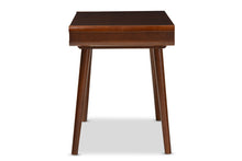 Load image into Gallery viewer, Baxton Studio Casarano Mid-century Modern Dark Walnut and White Two-tone Finish 2-drawer Wood Home Office Writing Desk