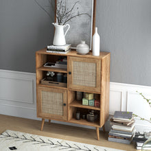 Load image into Gallery viewer, Rattan Buffet Cabinet with 2 Doors and 2 Cubbies-Natural