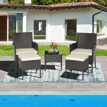 Load image into Gallery viewer, 5 Pieces Outdoor Wicker Sofa Set with Coffee Table and 2 Ottomans