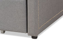 Load image into Gallery viewer, Baxton Studio Raymond Modern and Contemporary Grey Fabric Nail Heads Trimmed Sofa Twin Daybed with Roll-Out Trundle Guest Bed