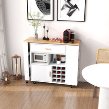 Load image into Gallery viewer, Reversible Folding Kitchen Island Cart with Wine Rack and Spice Rack