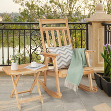 Load image into Gallery viewer, Front Porch Rocking Chair and Foldable Table Set for Outdoors-Natural