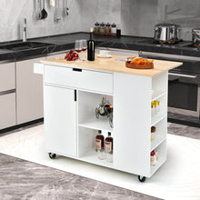 Load image into Gallery viewer, Drop-Leaf Kitchen Island with Rubber Wood Top-White