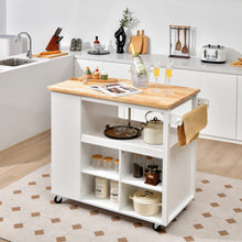 Load image into Gallery viewer, Kitchen Island Trolley Cart on Wheels with Storage Open Shelves and Drawer-White